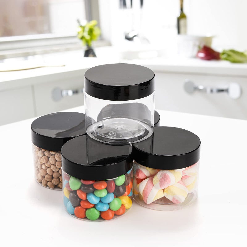 Tosnail 30 Pack 4 oz Clear Plastic Jars with Black Lids Leak-Proof Round Food Safe Storage Containers for Kitchen Use, Beauty Products, Slime, Spices and More - Image 5